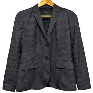 J. Crew 1035 Super 120’s Black Penstripe Blazer Jacket Size 4P Office Career